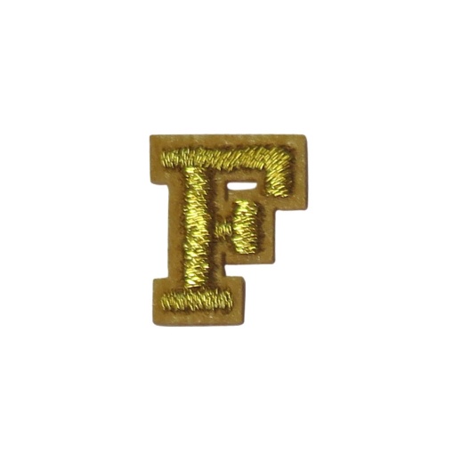 Aplicação de tecido termocolante letra F dourado