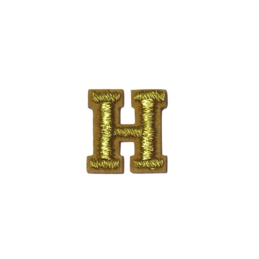 Aplicação de tecido termocolante letra H dourado