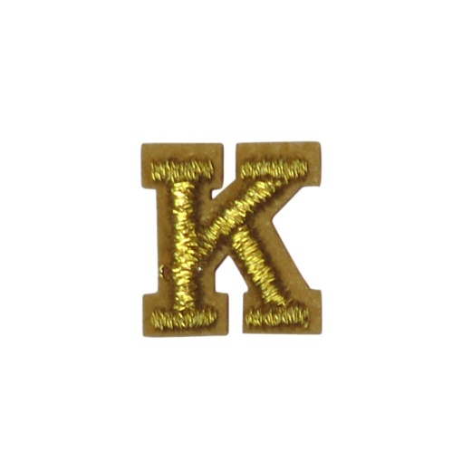 Aplicação de tecido termocolante letra K dourado