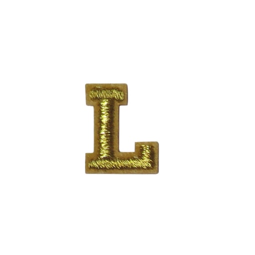 Aplicação de tecido termocolante letra L dourado