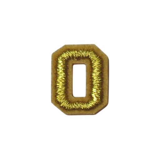 Aplicação de tecido termocolante letra O dourado