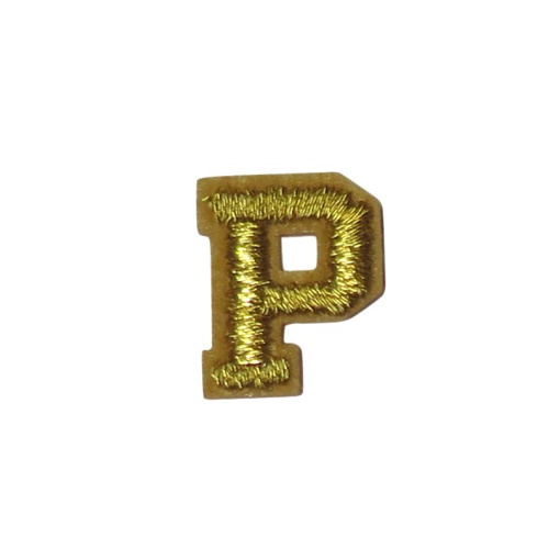 Aplicação de tecido termocolante letra P dourado