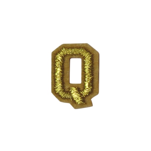 Aplicação de tecido termocolante letra Q dourado