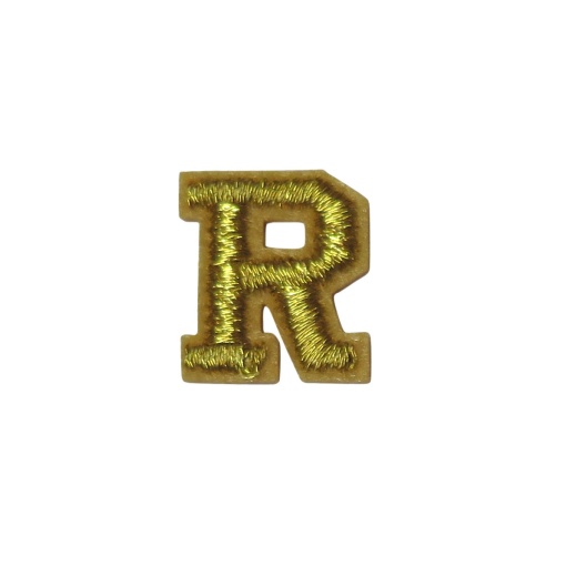 Aplicação de tecido termocolante letra R dourado