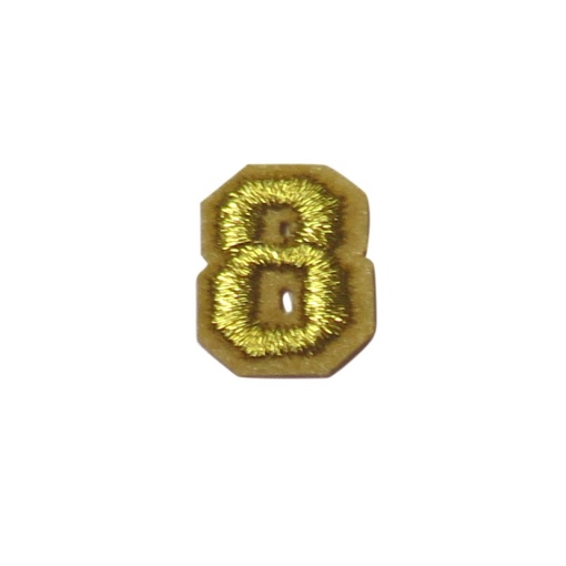 Aplicação de tecido termocolante nº 8 dourado