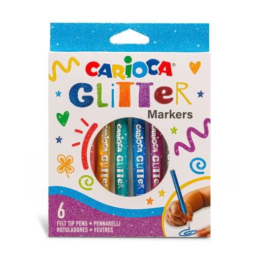 Canetas de Feltro CARIOCA Glitter com 6
