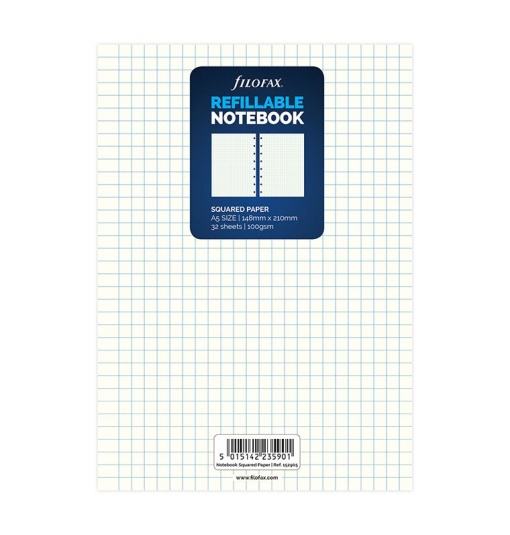 Recarga Notebook A5 FILOFAX Quadriculado 32 folhas 100g Branco