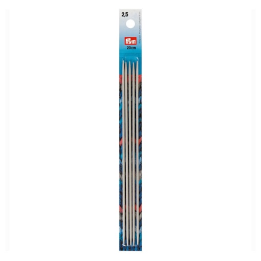 Agulha de tricot de duas pontas PRYM 2,5mm 20cm cinza pérola com 5 unidades