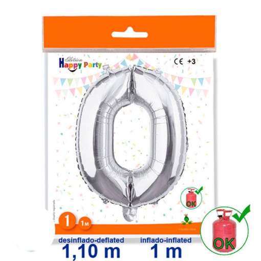 Balão foil prateado nº 0 1 m 39 3/8ö GLOBOLANDIA
