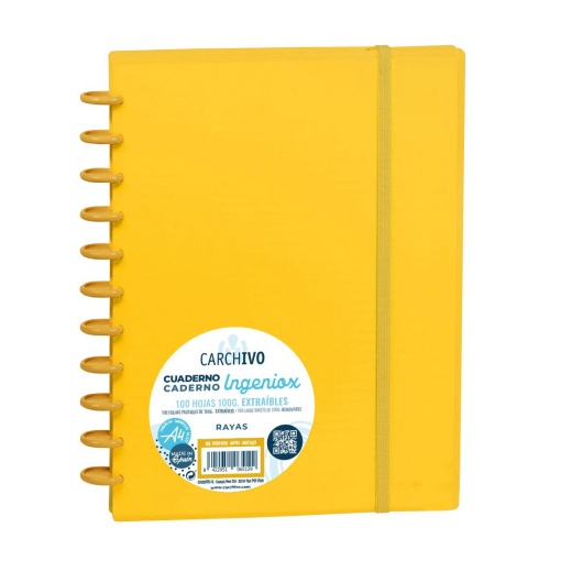 Caderno INGENIOX A4 Pautado 100 folhas com Elástico Mostarda Intense