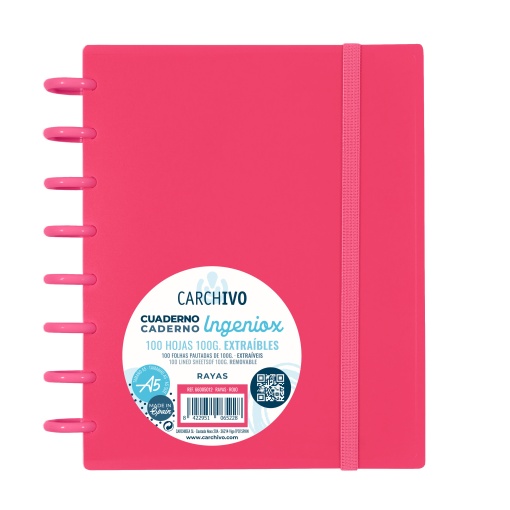 Caderno INGENIOX A5 Pautado 100 folhas com Elástico Vermelho Intense