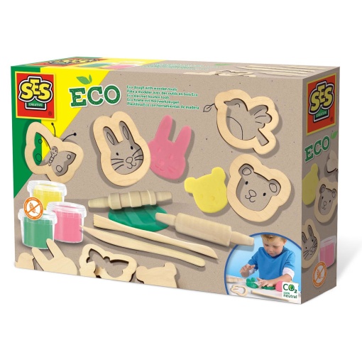 Plasticina com Acessórios de Madeira Eco SES CREATIVE Dough