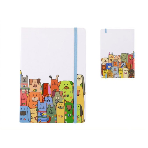 Caderno A5 I-TOTAL Stay Pawsitive Pontilhado 96 folhas com Elástico