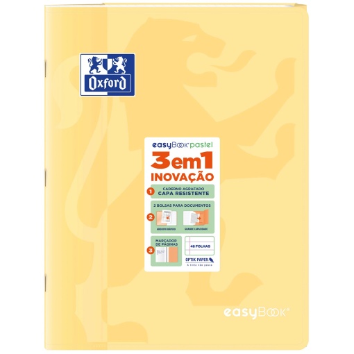 Caderno A4 capa plástica agrafado OXFORD easybook pautado 48 folhas 90 g sortido cores pastel