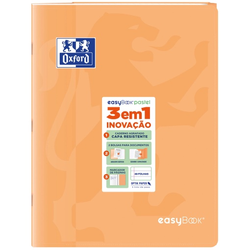 Caderno A4 capa plástica agrafado OXFORD easybook pautado 48 folhas 90 g sortido cores pastel