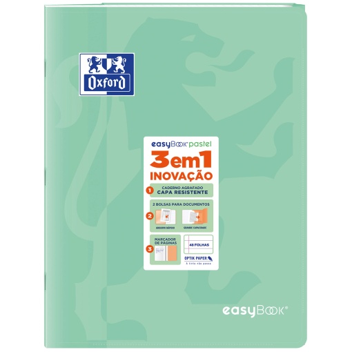 Caderno A4 capa plástica agrafado OXFORD easybook pautado 48 folhas 90 g sortido cores pastel