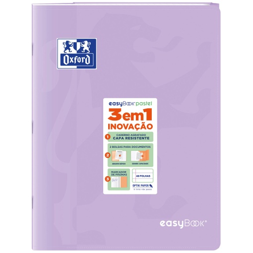 Caderno A4 capa plástica agrafado OXFORD easybook pautado 48 folhas 90 g sortido cores pastel