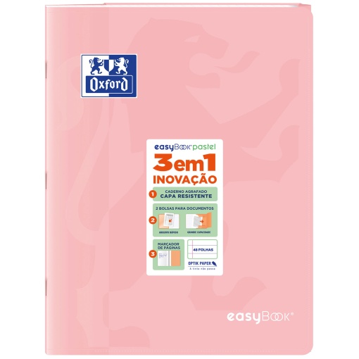 Caderno A4 capa plástica agrafado OXFORD easybook pautado 48 folhas 90 g sortido cores pastel