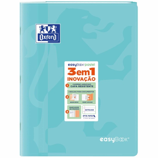 Caderno A4 capa plástica agrafado OXFORD easybook pautado 48 folhas 90 g sortido cores pastel