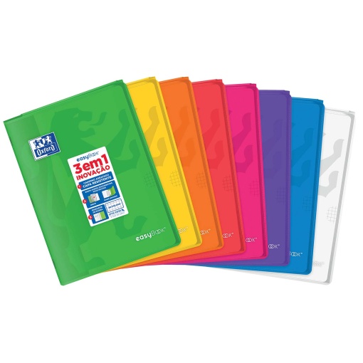 Caderno A4 Capa Plástica Agrafado OXFORD Easybook Quadriculado 48 folhas 90g Sortido