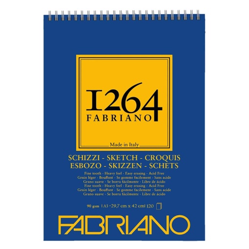 Bloco de Desenho Espiral FABRIANO 1264 Croquis A3 90g 120 folhas