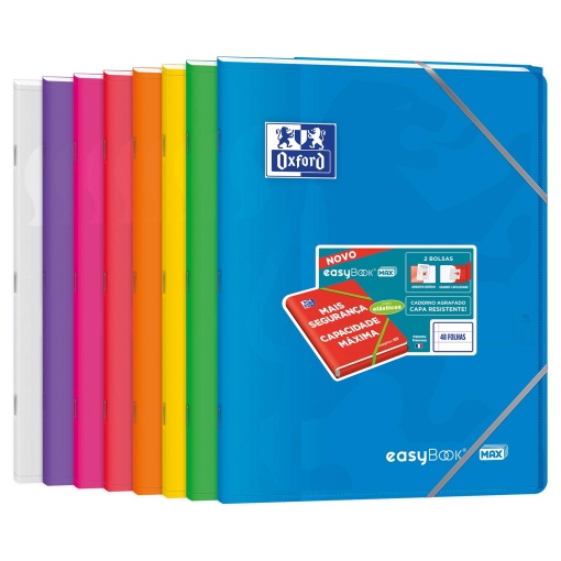 Caderno A4 Capa Plástica Agrafado OXFORD Easybook MAX Pautado 48 folhas 90g Sortido