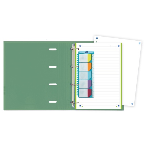 A4 school binder with lined refill, OXFORD & You, narrow spine, 4 rings, assorted neutral color.