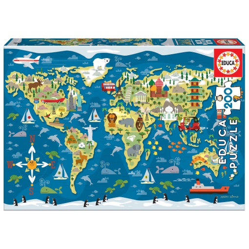 Puzzle EDUCA 200 peças Mapa Mundo