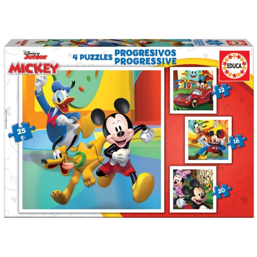 Puzzle EDUCA 12-16-20-25 peças Progressivo DISNEY Mickey & Friends