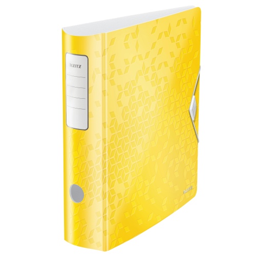 Pasta de Arquivo LEITZ WOW A4 Comercial lombada de 80mm 2 Argolas Amarelo Limão