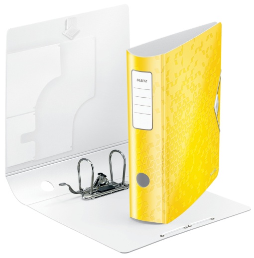 Pasta de Arquivo LEITZ WOW A4 Comercial lombada de 80mm 2 Argolas Amarelo Limão