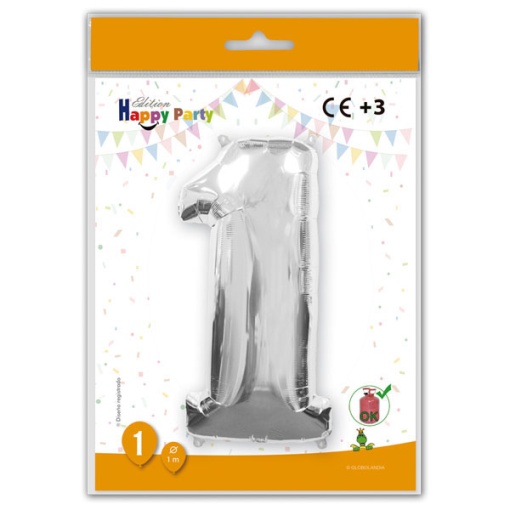 Balão foil prateado nº 1 1 m 39 3/8ö GLOBOLANDIA