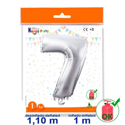 Balão foil prateado nº 7 1 m 39 3/8ö GLOBOLANDIA