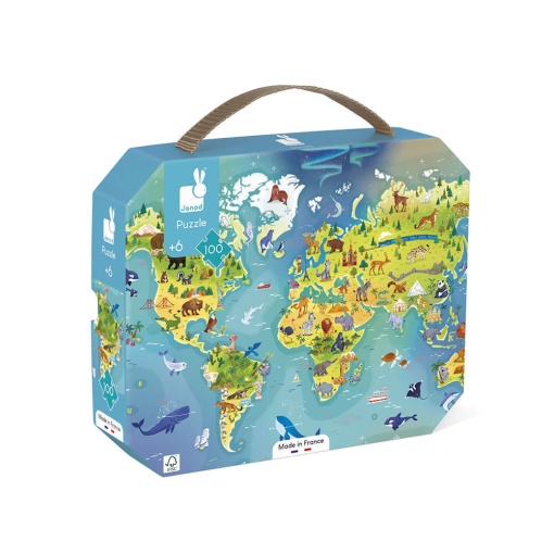 Maleta Puzzle JANOD 100 Peças Mundo
