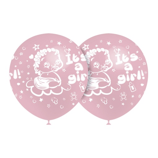 Balão de látex com impressão 30cm 12ö ôIt's a Girlö rosa (8 unidades) BALLOONIA
