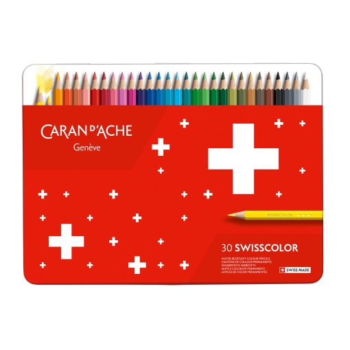 Lápis de Cor Caran D'ache Swisscolor caixa Metal com 30