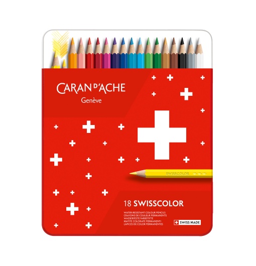 Lápis de Cor Caran D'ache Swisscolor caixa Metal com 18