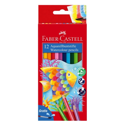 Lápis de Cor Aguarelável FABER-CASTELL Watercolour 12 Cores