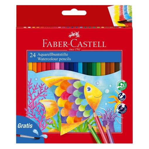 Lápis de Cor Aguarelável FABER-CASTELL Watercolour 24 Cores