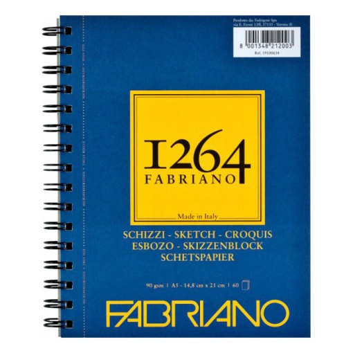 Bloco de Desenho Espiral FABRIANO 1264 Croquis A5 Lateral 90g 60 folhas