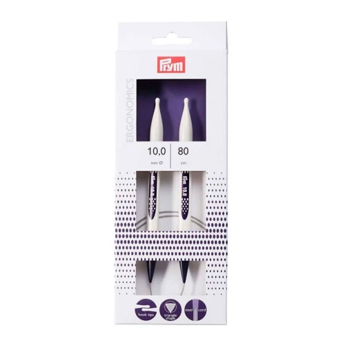 Agulha de tricot circular PRYM 10mm 80cm ergonómica