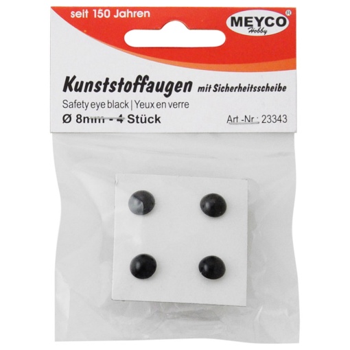 Olhos de enroscar 8mm preto MEYCO com 4