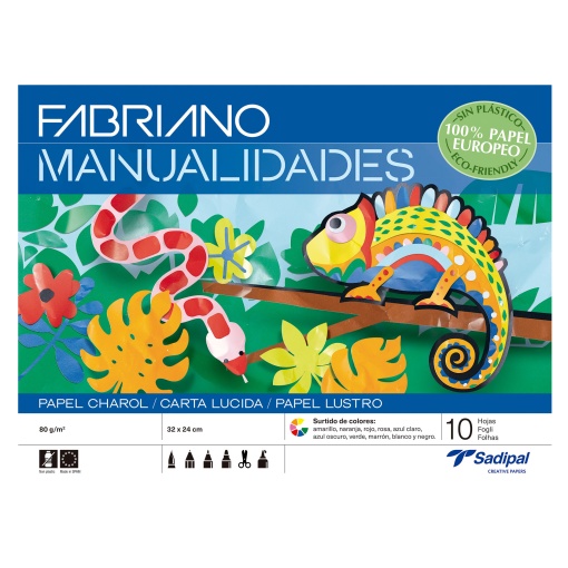 Caderno Papel Lustro FABRIANO A4 Cores Sortidas com 10 folhas