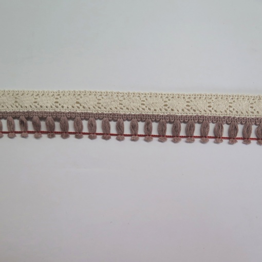 Franja de Algodão 20mm cru/castanho 255 (metro)