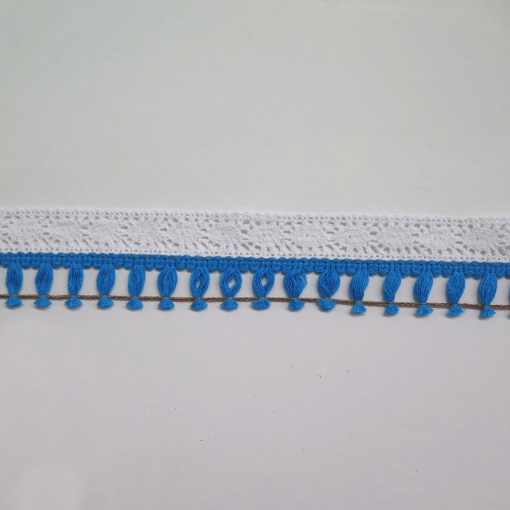 Franja de Algodão 20mm branco/azul (metro)