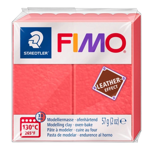 Pasta de Modelar FIMO Effect Leather 249 Vermelho 57g