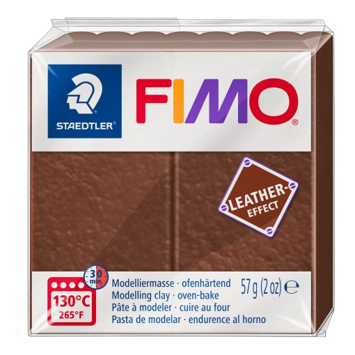 Pasta de Modelar FIMO Effect Leather 779 Castanho Escuro 57g
