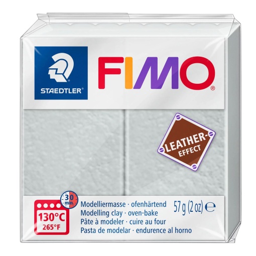 Pasta de Modelar FIMO Effect Leather 809 Cinza 57g