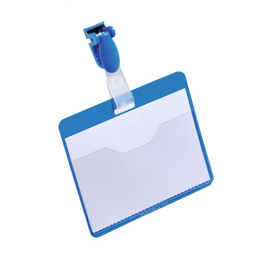 Crachá com Clip Rotativo 90x60mm Azul DURABLE