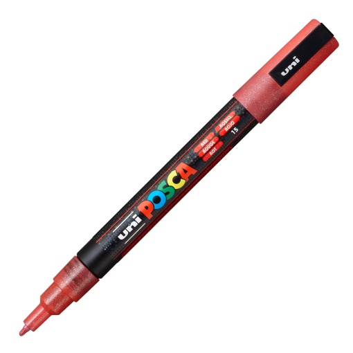 Marcador UNI Posca Pc-3ml fino 0,9-1,3mm vermelho sparkling